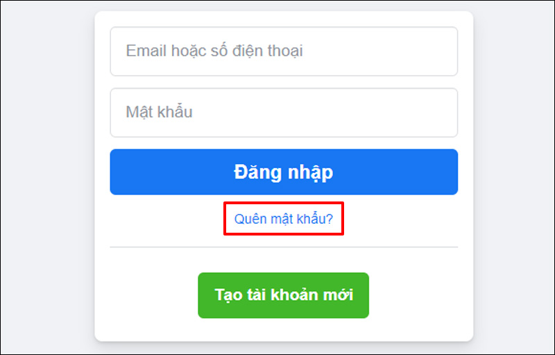 Nhấn chọn Quên mật khẩu